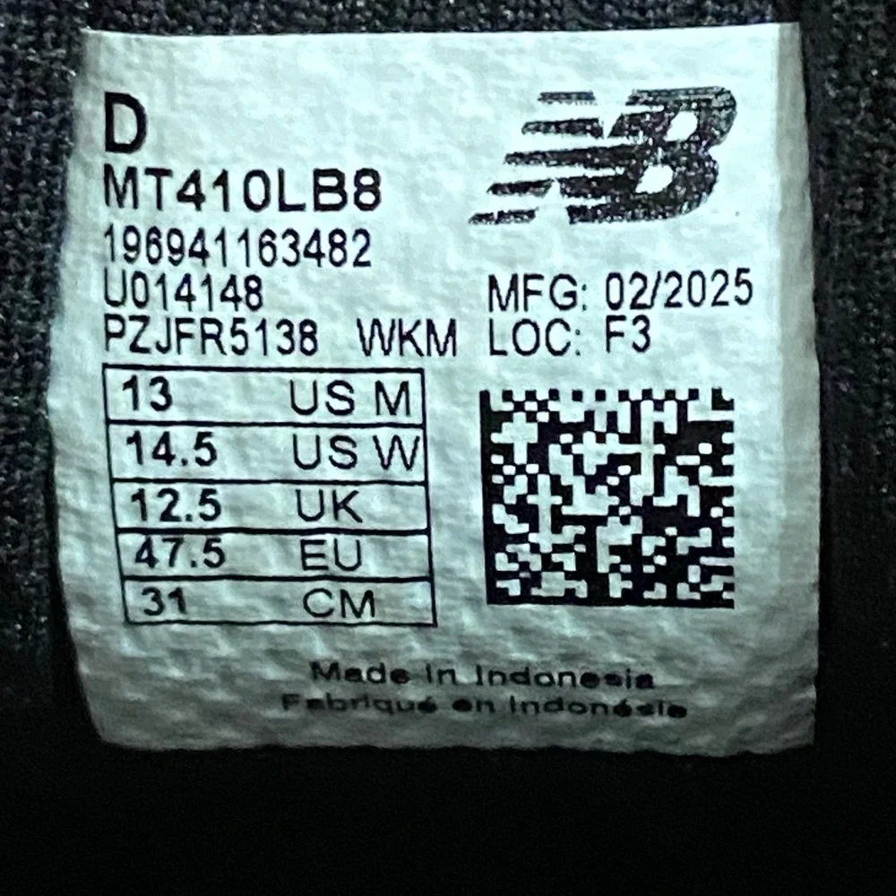 New Balance 410v8 Trail Running Shoes Mens 13 Black Rugged Gorpcore‎ MT410LB8